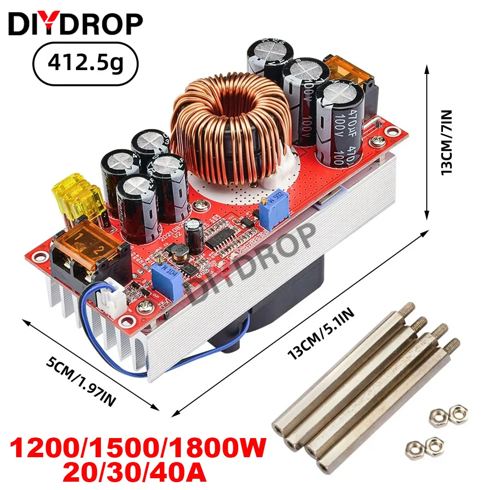 

1800W 40A DC-DC Boost Converter Step Up Power Supply Module 10-60V to 12-90V Adjustable Voltage Charger Regulator For Vehicle