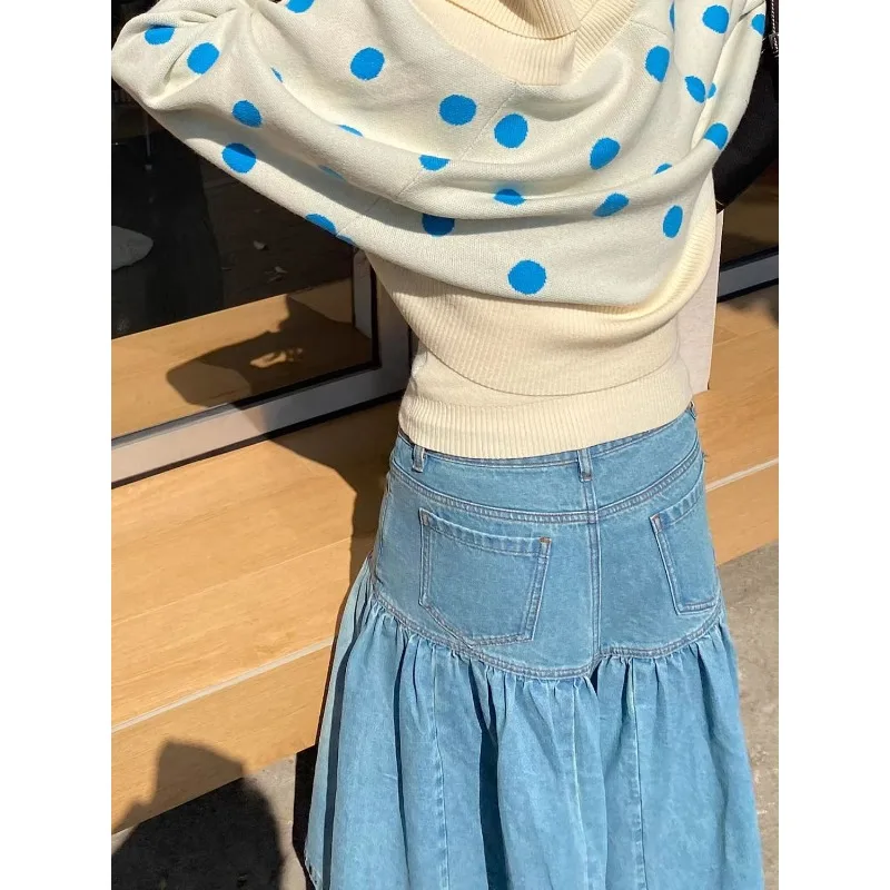 

American Retro Pleated Denim Cropped Pants 2026 Summer Design Loose Wide-leg Pants
