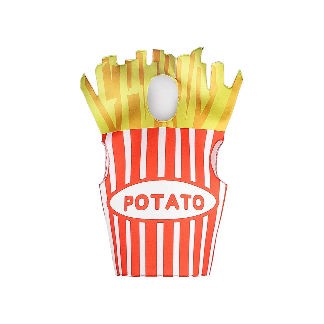 أزياء الهالوين الفكاهة التأثيرية البطاطس المقلية للبالغين من الرجال والنساء ملابس أداء لمرحلة الوالدين والطفل #1