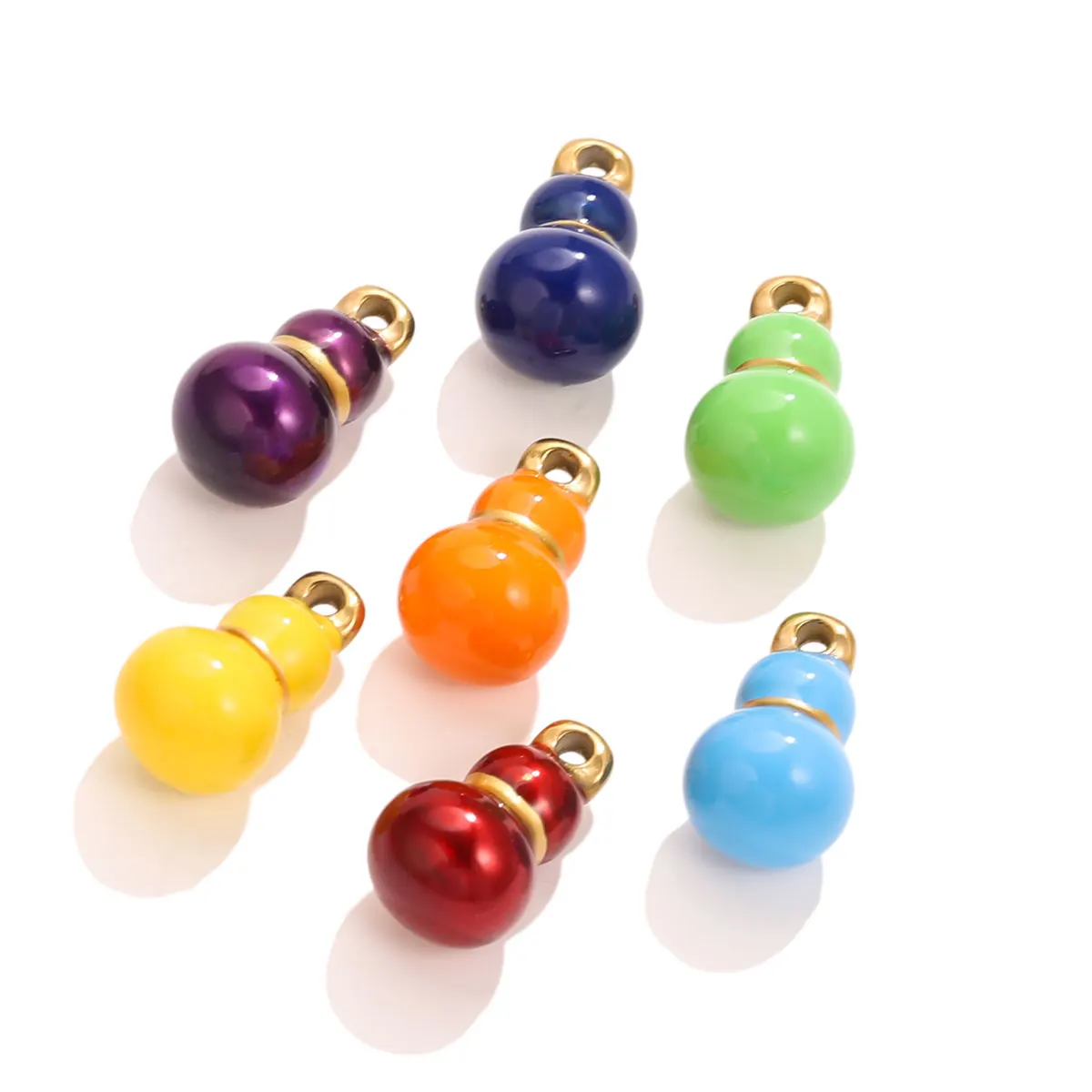 

4Pcs Colorful Enamel Gourd Charms Stainless Steel Calabash Pendants for DIY Jewelry Making Earring Jewelry Material Supplies