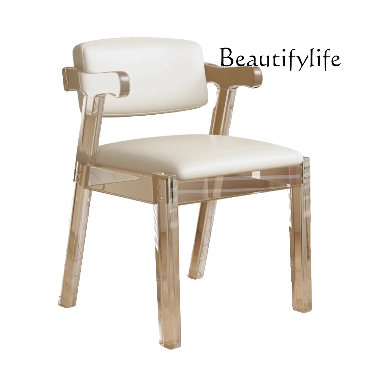 

Dining chair household Nordic dressing makeup stool acrylic transparent crystal modern backrest chair light luxury