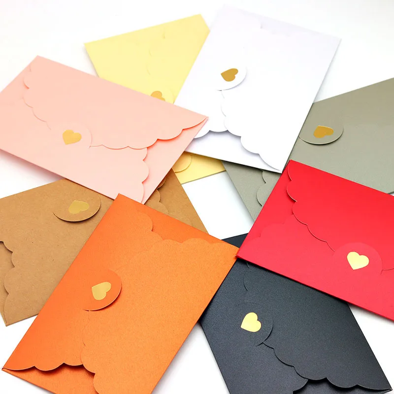 20pcs/50pcs lot Cute Envelopes Set Small Pearl Mini Heart Letter Vintage Paper Envelope for Wedding Invitations Card Stationary