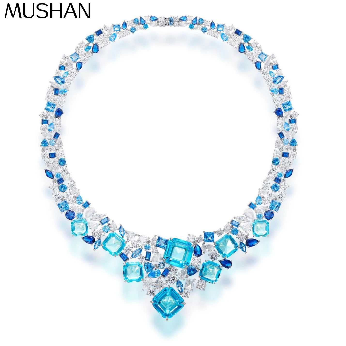 

MS MuShan Designer Jewelry 925 Sterling Silver Necklace Zircon 7A Solitaire Bridal for Wife Rhodium Plated Premium Pendant