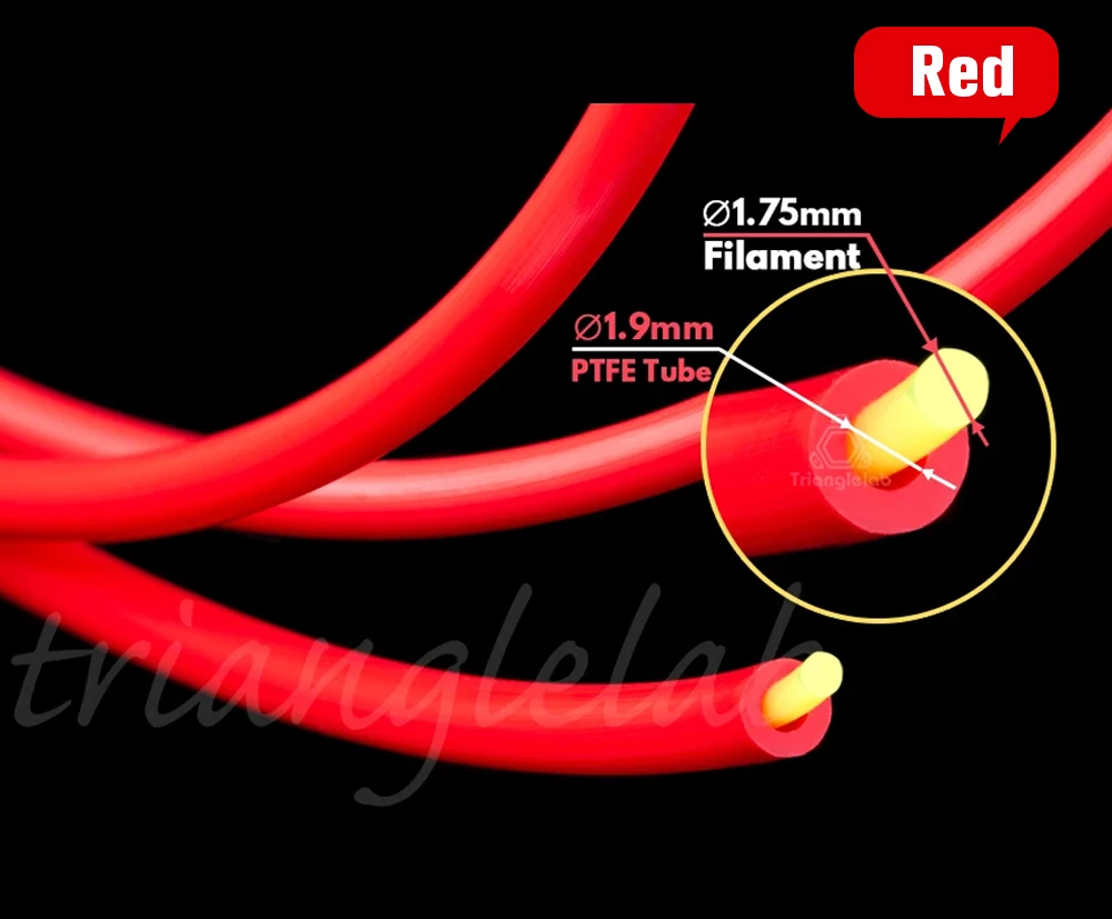 Trianglelab 1,9x4mm ID1,9mm OD4mm PTFE-Schlauch Teflonto für Ender 3 Prusa L3 Voron 3D Bowden Extruder 1,75mm Filament Blau Rot Schwarz – Detail 8