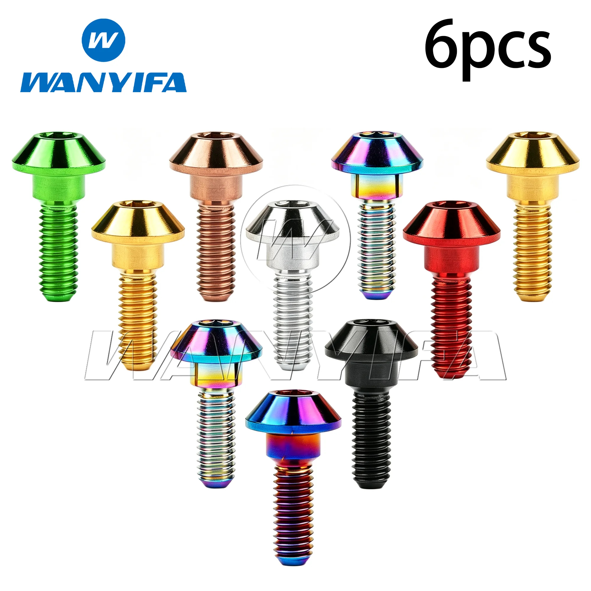 Wanyifa Titanium Bolts M6x20/25mm Hex Head Screws for Yamaha Motorcycle Brakes 6pcs