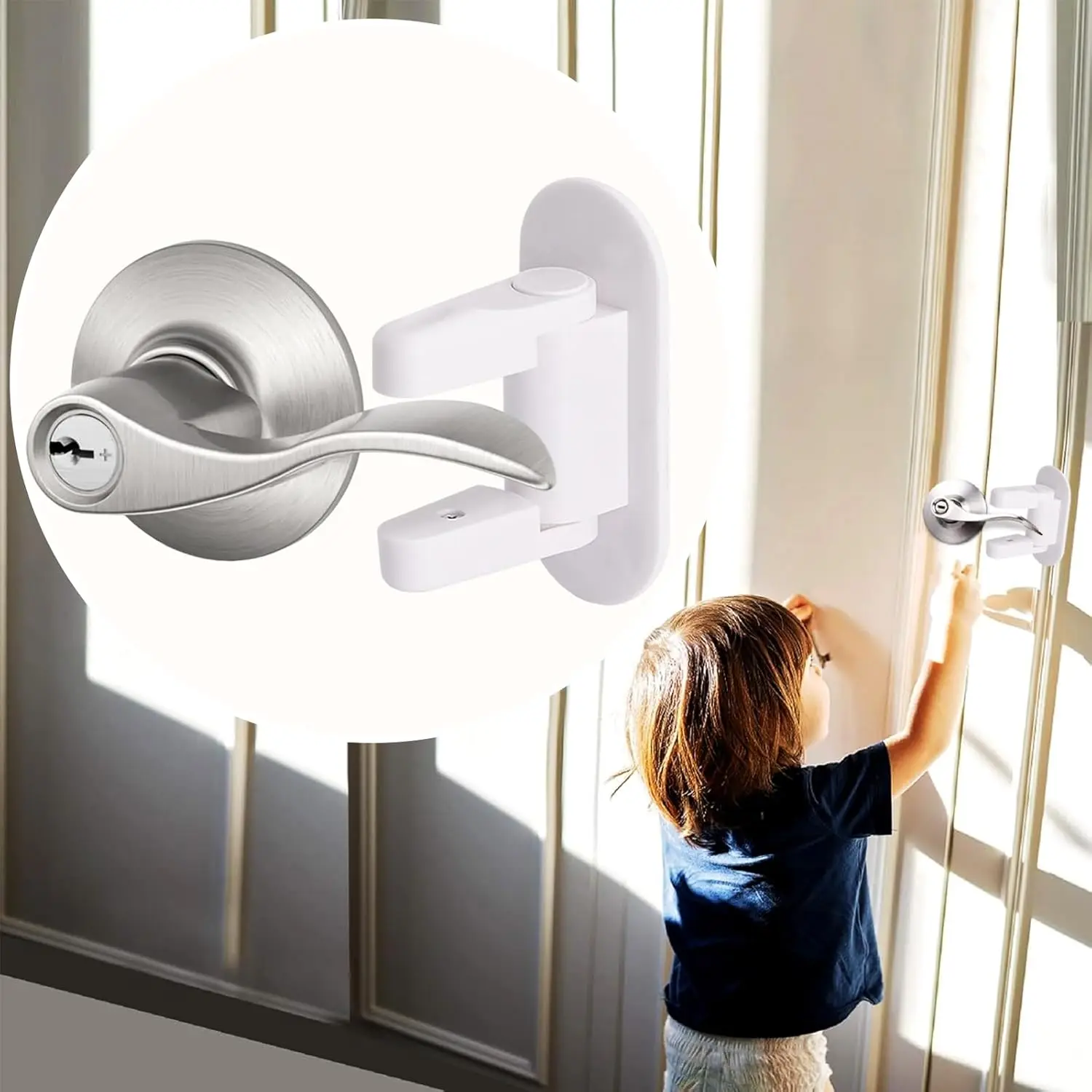 

Childproof Door Lever Lock (2 Pack) - Prevents Toddlers & Pets from Opening Doors, No Drill Easy Install, Durable ABS Material