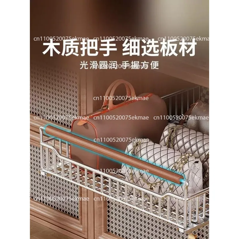 Multifunctional Drawer-style Storage Basket for Bags with Tiered Dividers