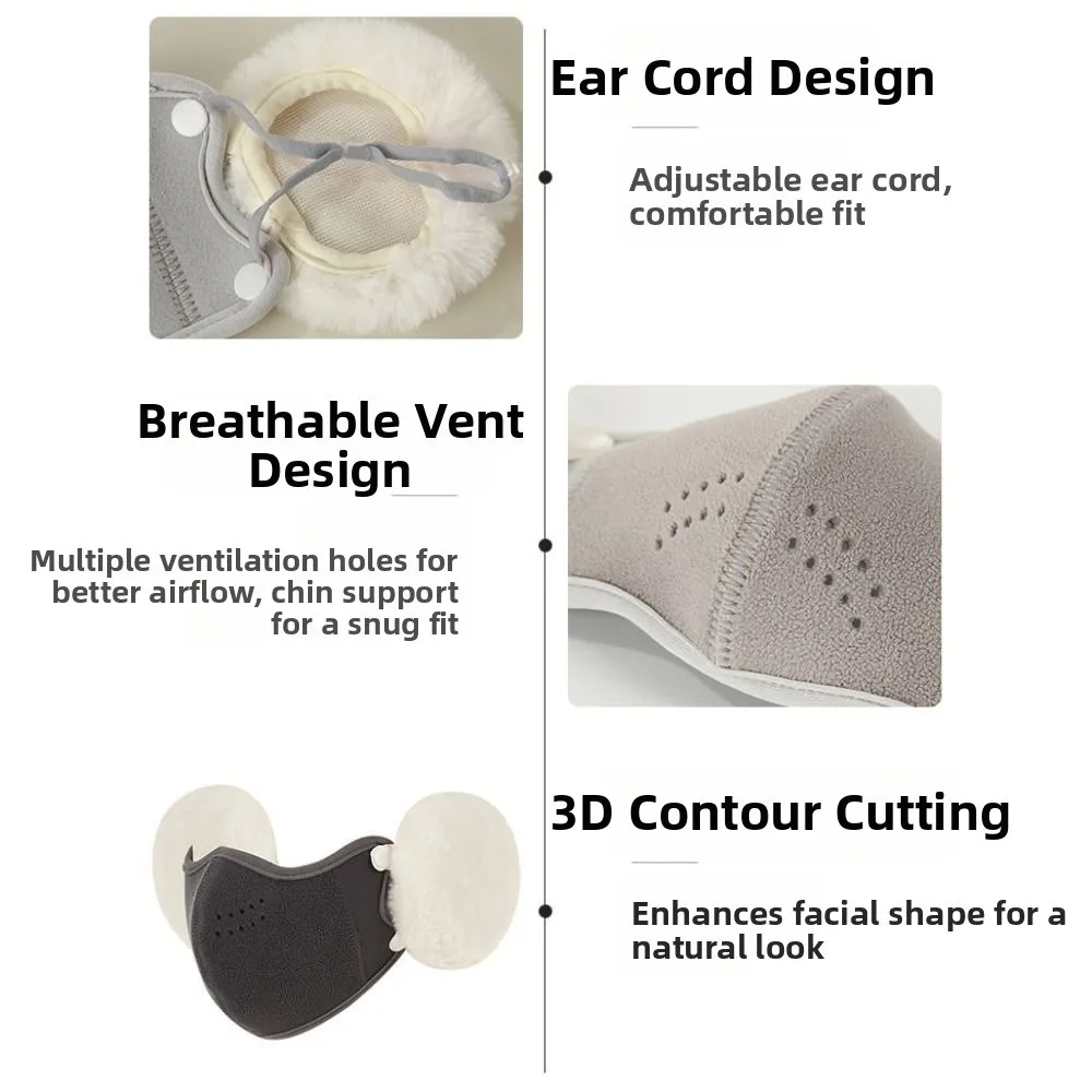 Simple Windproof 2in1 Earmuffs Mask Dust-proof Thermal Motorcycle Face Shield Thickened Ear Warmer Earflap Mask Ski