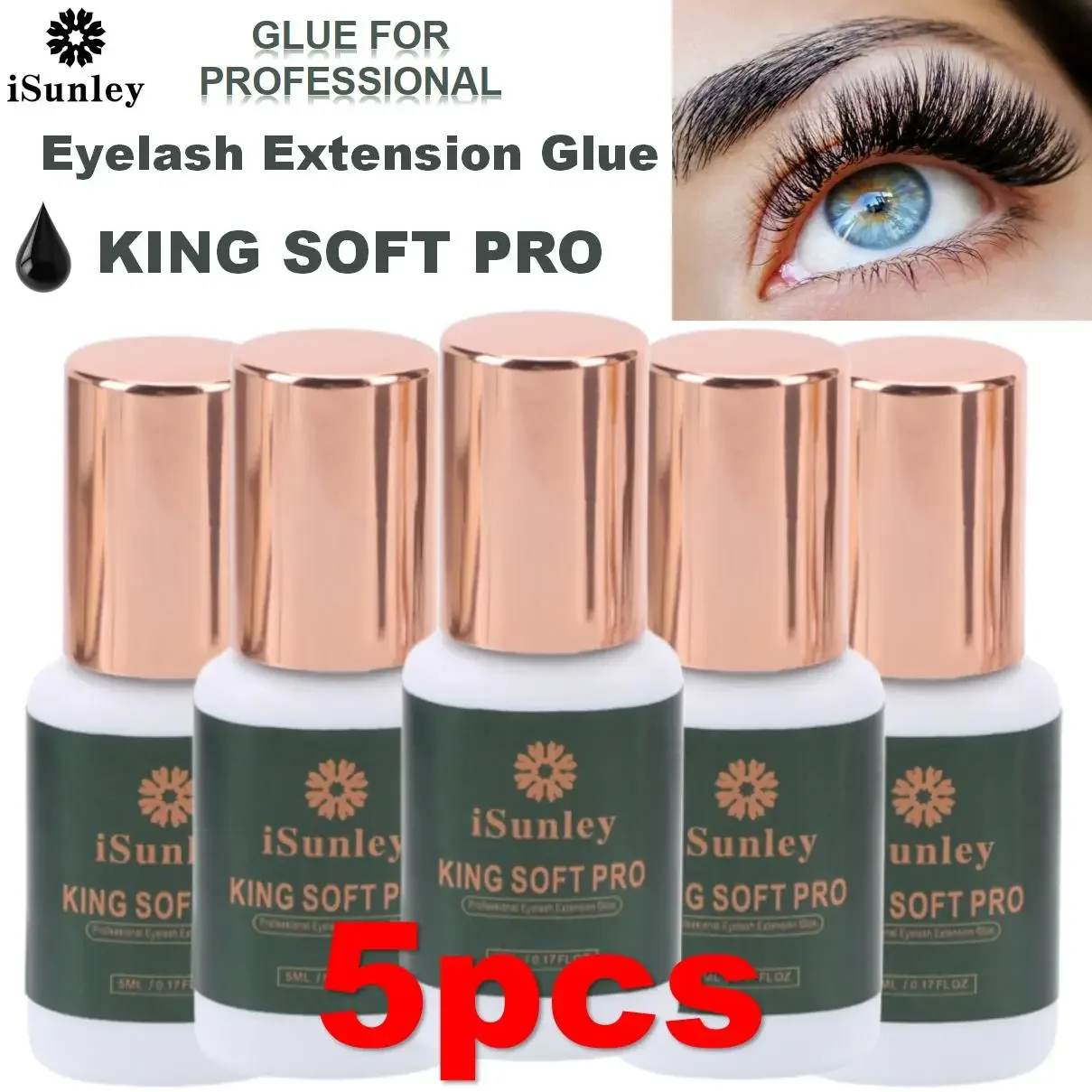 5PCS Black Eyelash Extension Glue Waterproof Long Lasting Quick Drying DIY No-irritant Semi-Permanent Grafted False Eyelash Glue