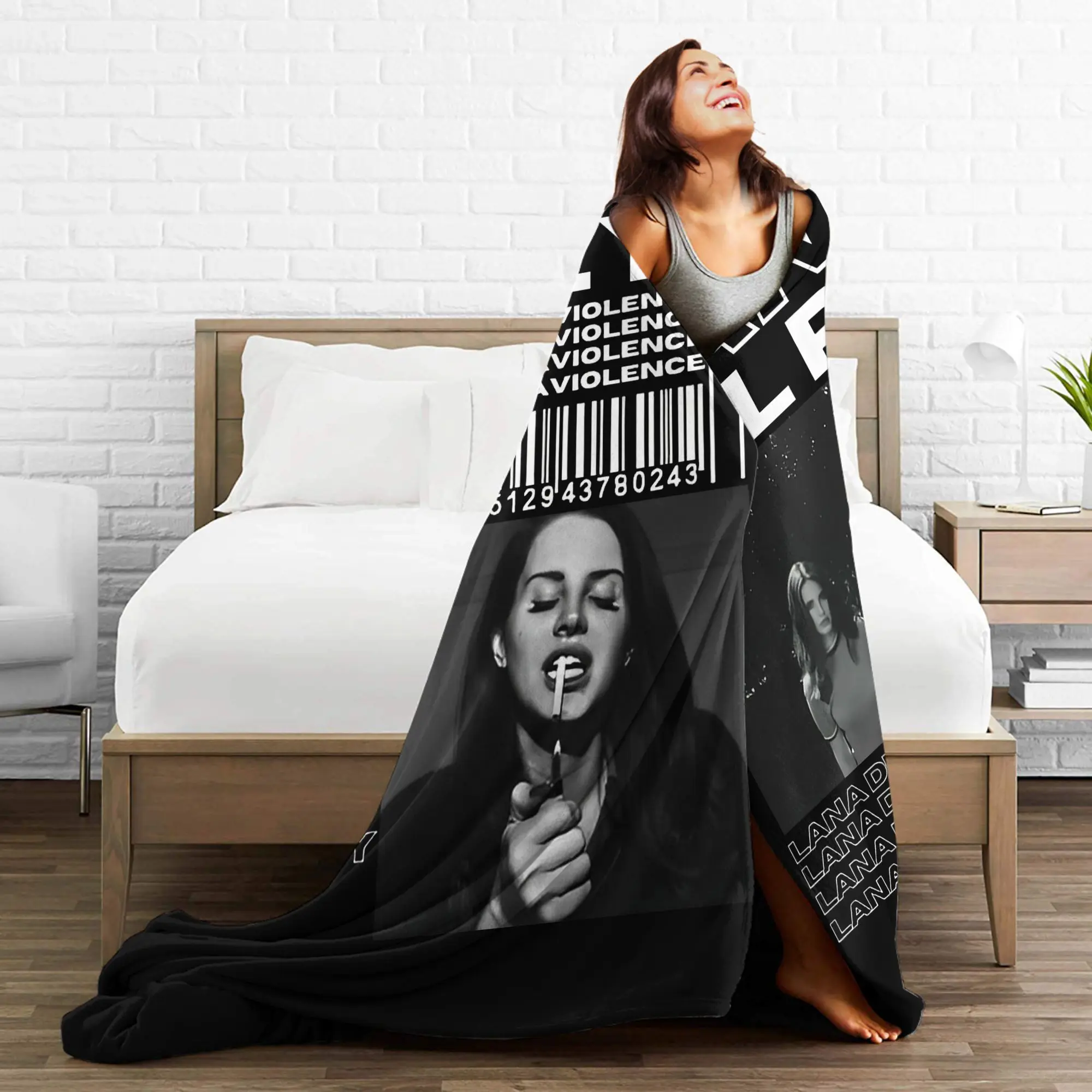 لانا ديل ري المغني بطانية ألبوم الموسيقى Ldr الإبحار أفخم مضحك لينة رمي البطانيات لصالة الفراش الشتاء سيارة #3