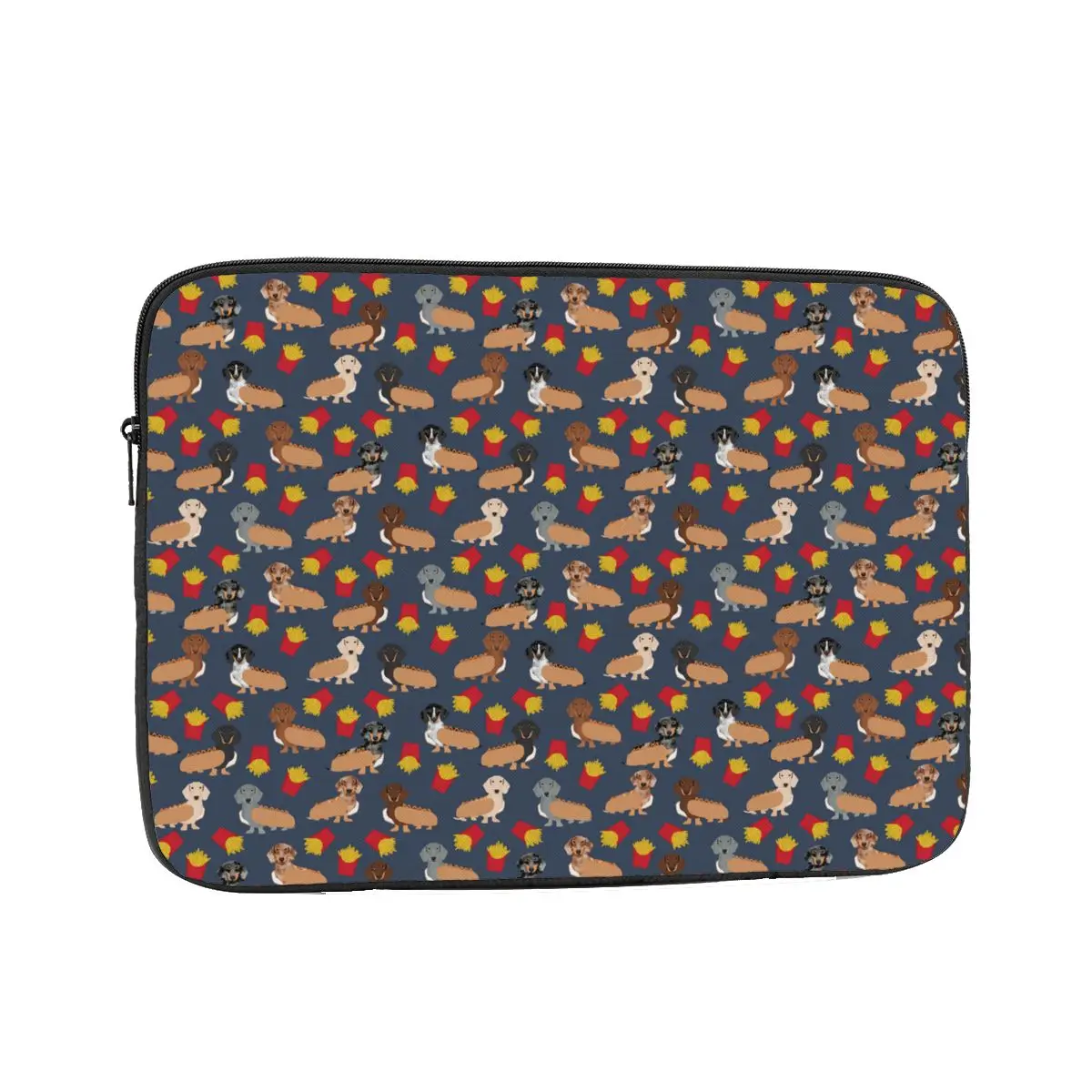 Zipper Laptop Notebook Bag Case Dachshund And Fries Hot Dog Computer Liner Sleeve Animal 10 12 13 15 17 Inch Shockproof Case Bag