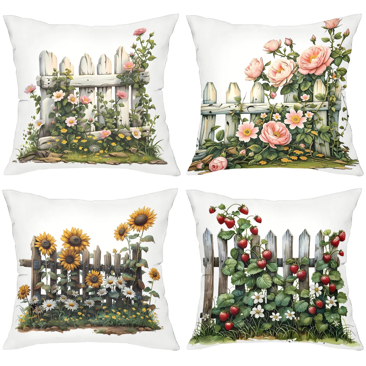 Floral Fence Pattern Decorative Throw Pillow Cushions Polyester pillowcase, sofa decorative cushion cov Headboard Pillow