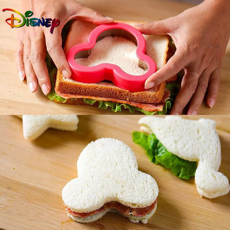 Cortador de sándwich de Mickey Mouse de Disney, molde para galletas de corte de acero inoxidable de Mickey Minnie, herramientas para hornear,