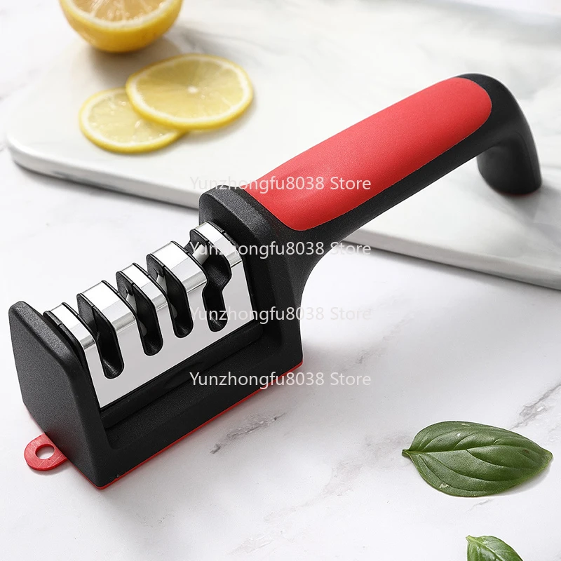 

Stainless Steel 4 in 1 Kitchen Knife Sharpener Handheld Multifunctional Kitchen Gadgets Ergonomic Knife Sharpener