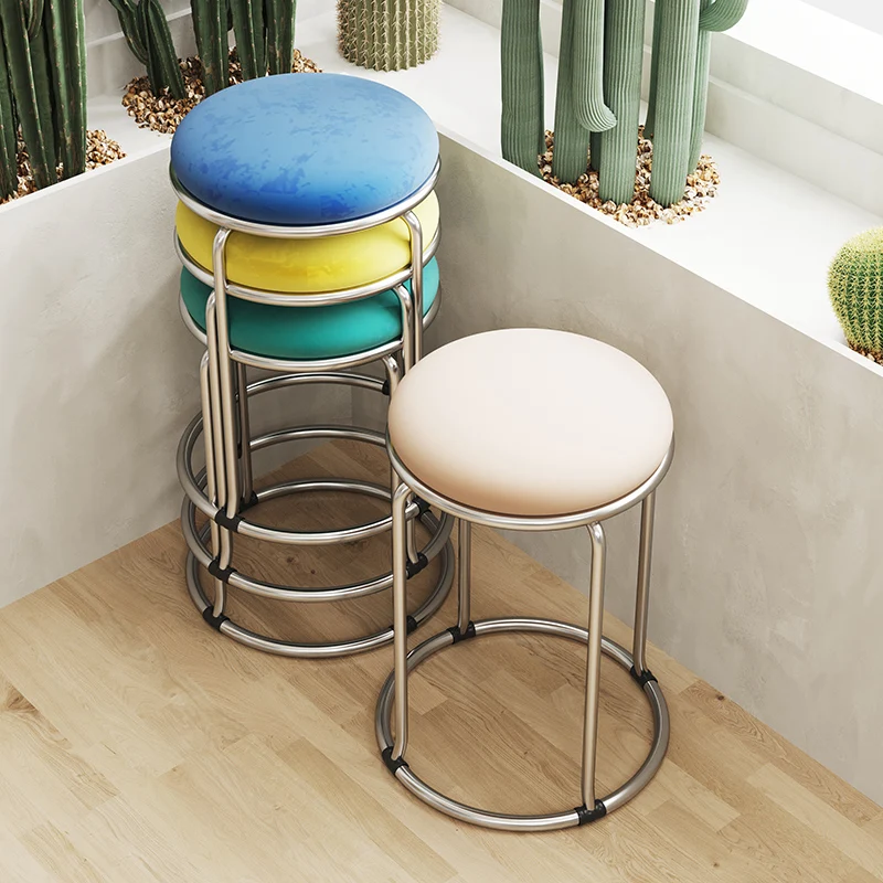 Круглый табурет Бытовой табурет из нержавеющей стали Магазин штабелируемых общественного питания Коммерческий табурет из кованого железа Прочный и долговечный высокий b