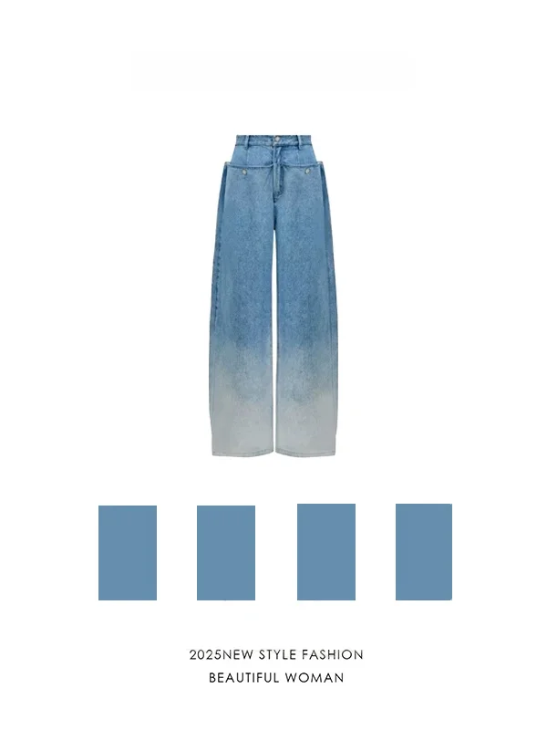 

Американские ретро-джинсы из денима с эффектом потертости, летние, новые, с оригинальным дизайном, с высокой талией, прямые, длинные брюки, женские, больших размеров, повседневные