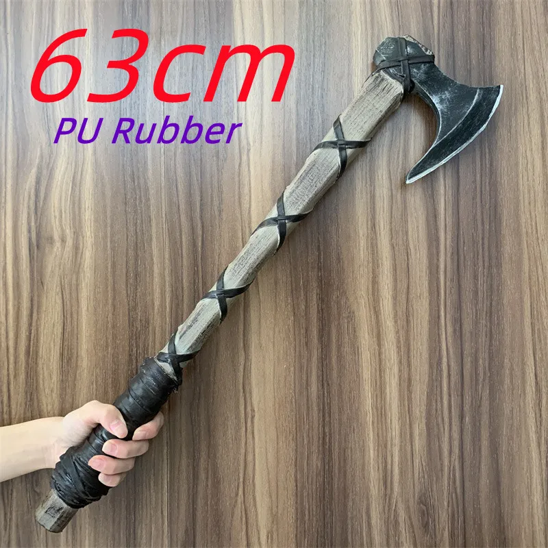 1:1 Big Axe Lumberjacks Cosplay Rune Blade War Tomahawk Weapon Sacrifice Role Prop Beast Axe Carnival Safety PU Model Toy