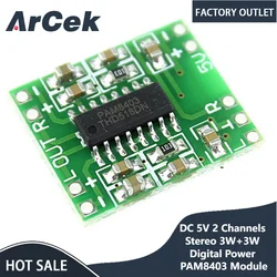 DC 5V 2 Channels Stereo 3W+3W Digital Power PAM8403 Module Class D Audio Amplifier Board USB Power Ultra-miniature Design