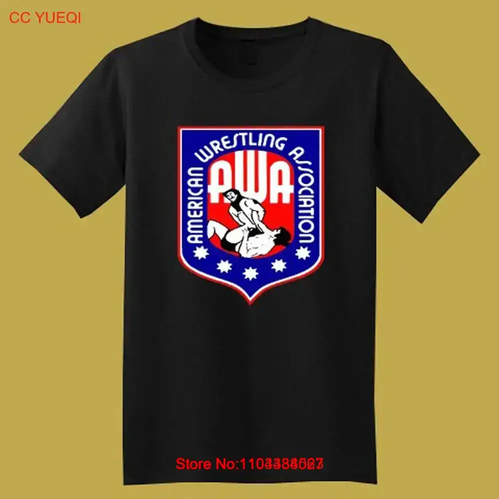 تي شيرت رجالي أسود بشعار American Wrestling Association AWA مقاس S إلى 5XL