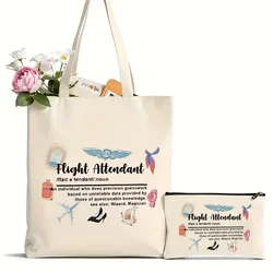 2 pezzi assistente di volo grazie Tote Bag, borsa a tracolla di grande capacità, borsa Casual da donna per lo Shopping della scuola di lavoro