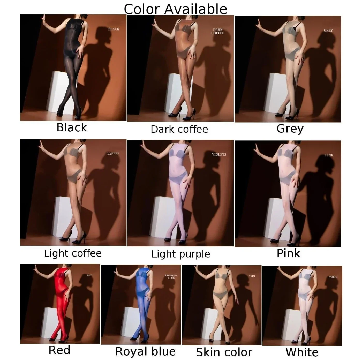 Women Sexy Lingerie Fetish-Oily Shiny Bodysuit Bodystocking Thin Seamless Tights Sheer Crotchless Jumpsuit Elastic Underwear