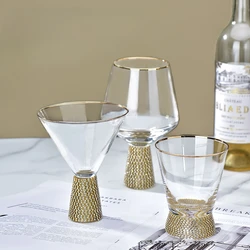 Gold-rimmed Diamond-wrapped Wine Cup with Diamond Set, Creative Champagne Glass, Cocktail Cup, Unleaded Goblets, Home