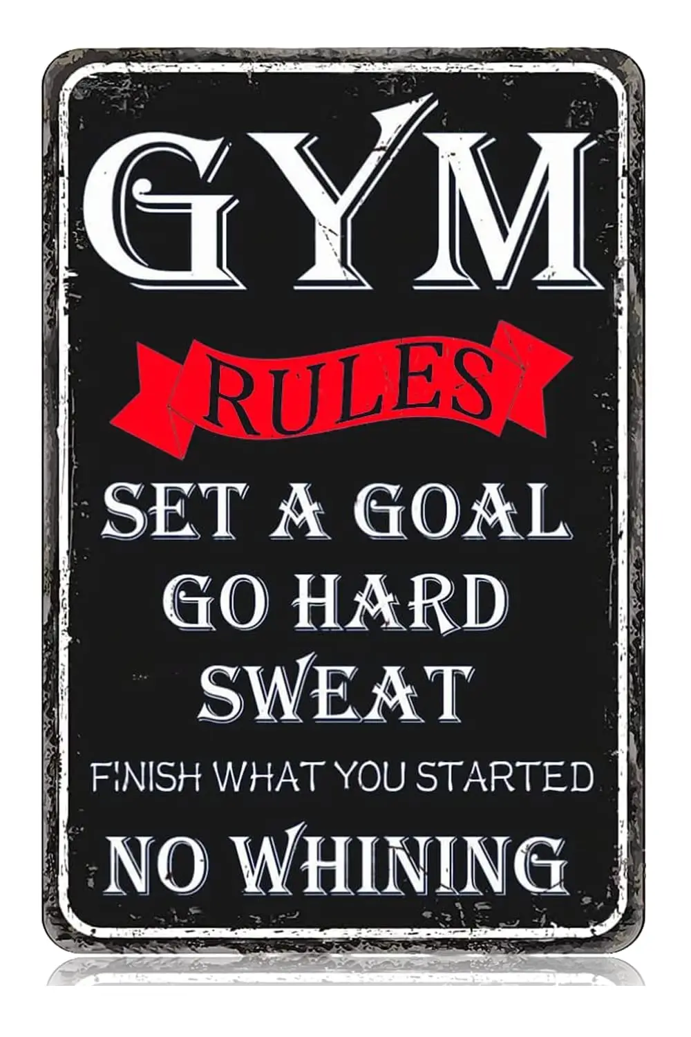 Metal Tin Signs Gym Rules Set A Goal Go Hard Sweat Finish What You Started No Whining Funny Vintage Tin Sign 12 x 8 Inch Wall Ar