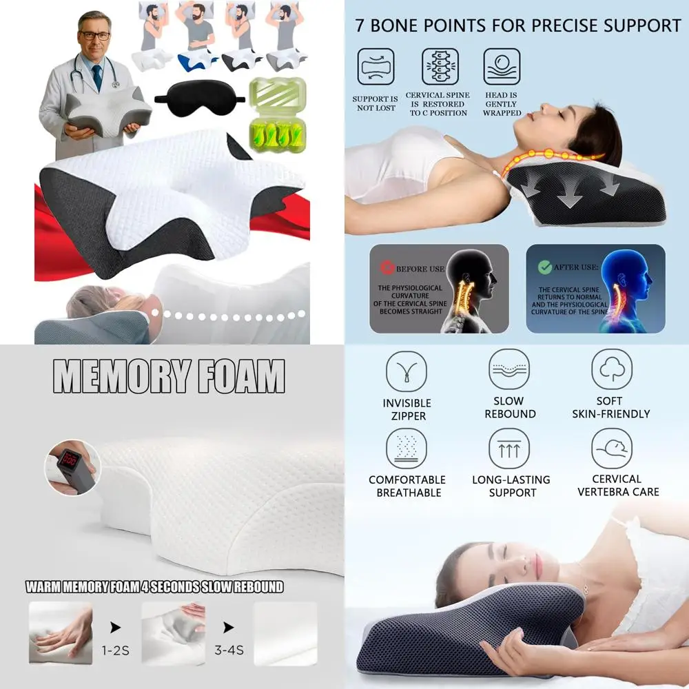 

Усовершенствованная подушка-реора 3-го поколения для поддержки шеи и облегчения апноэ во сне, эргономичный контурный дизайн с пеной с медленным отскоком