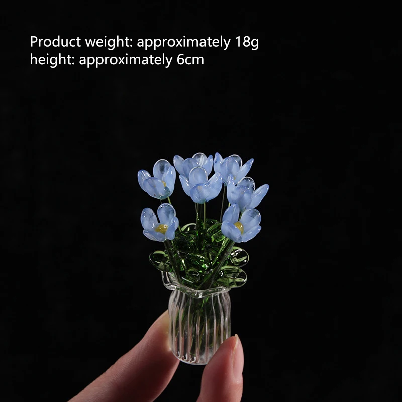 Handgemaakte glazen kleine bloemen, glazen simulatieboeket, verse bloemarrangement, eeuwigdurende bloemdecoratie voor op het bureau