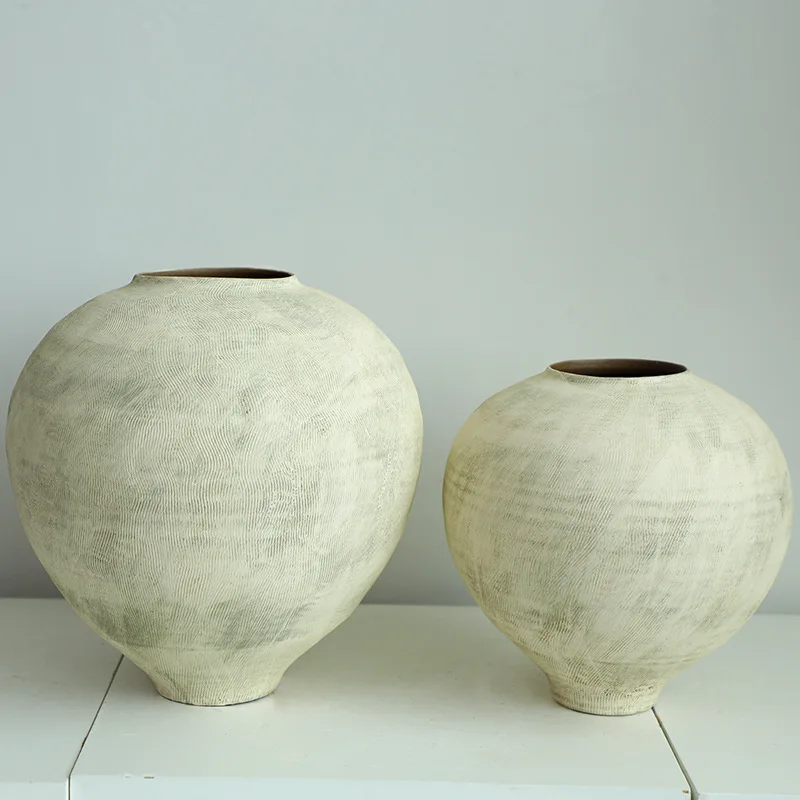 

Original niche high-end pottery vase ornament, living room flower arrangement ins wind wabi sansi wind soft decoration ceramic