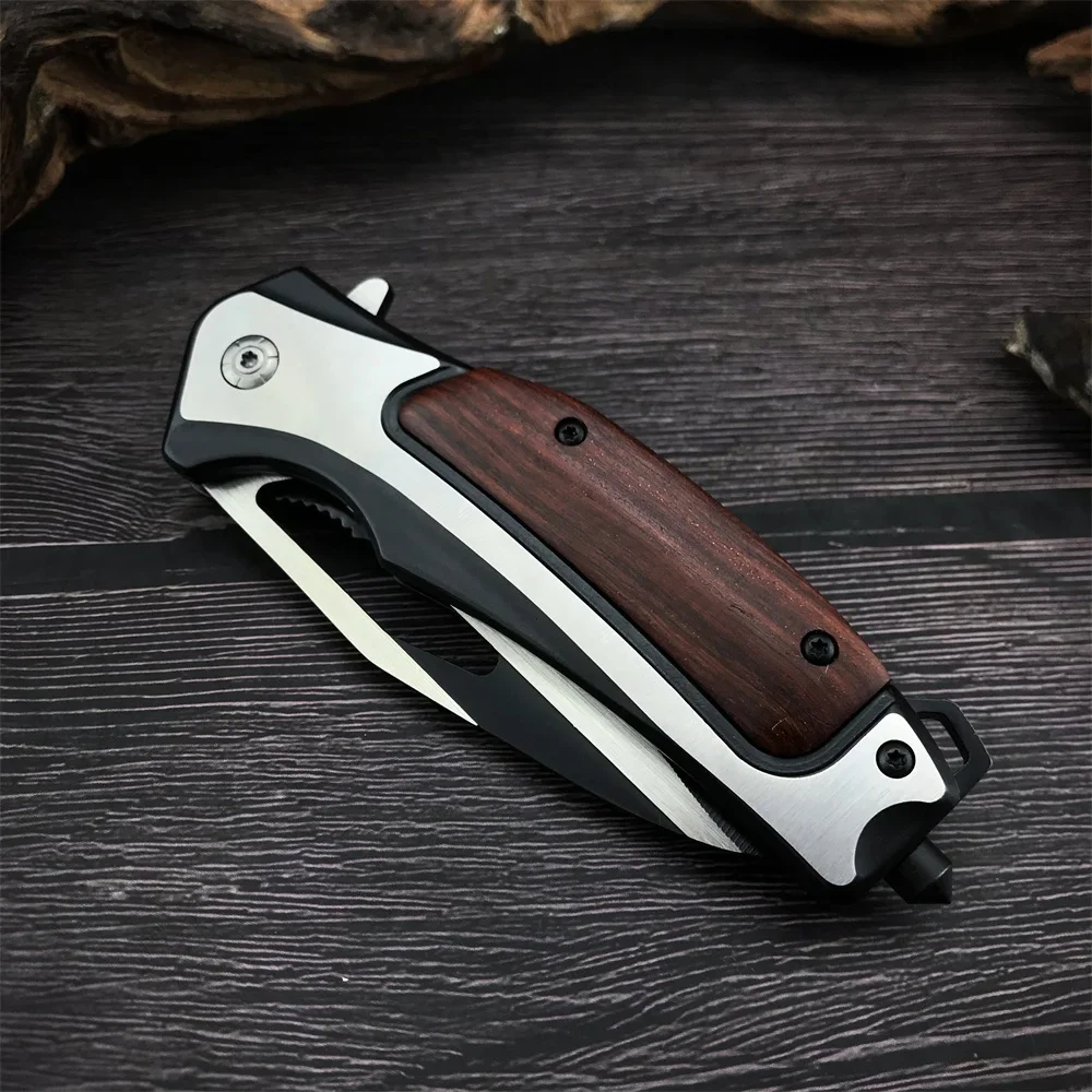 Outdoor BK DA130 Pocket Folding Knife EDC Camping Knife 5Cr13 Blade Wood Handle High Quality Survival Hiking Hunting Tool