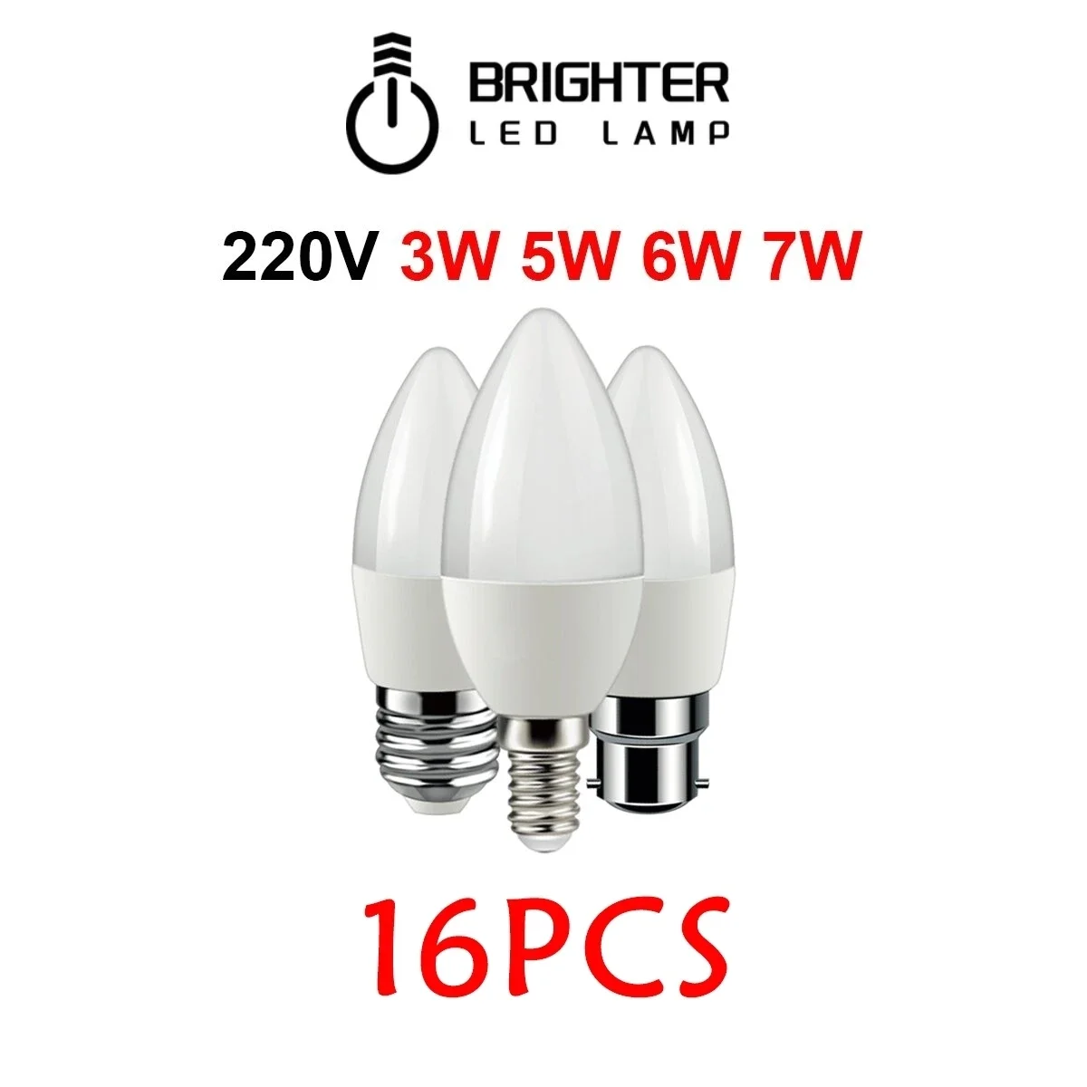 

16Pcs Led Candle Bulb C37 3w 5w 6w 7w E14 E27 B22 E14 AC220V-240V Warm White Cold White Daylight For Home Decoration Lamp