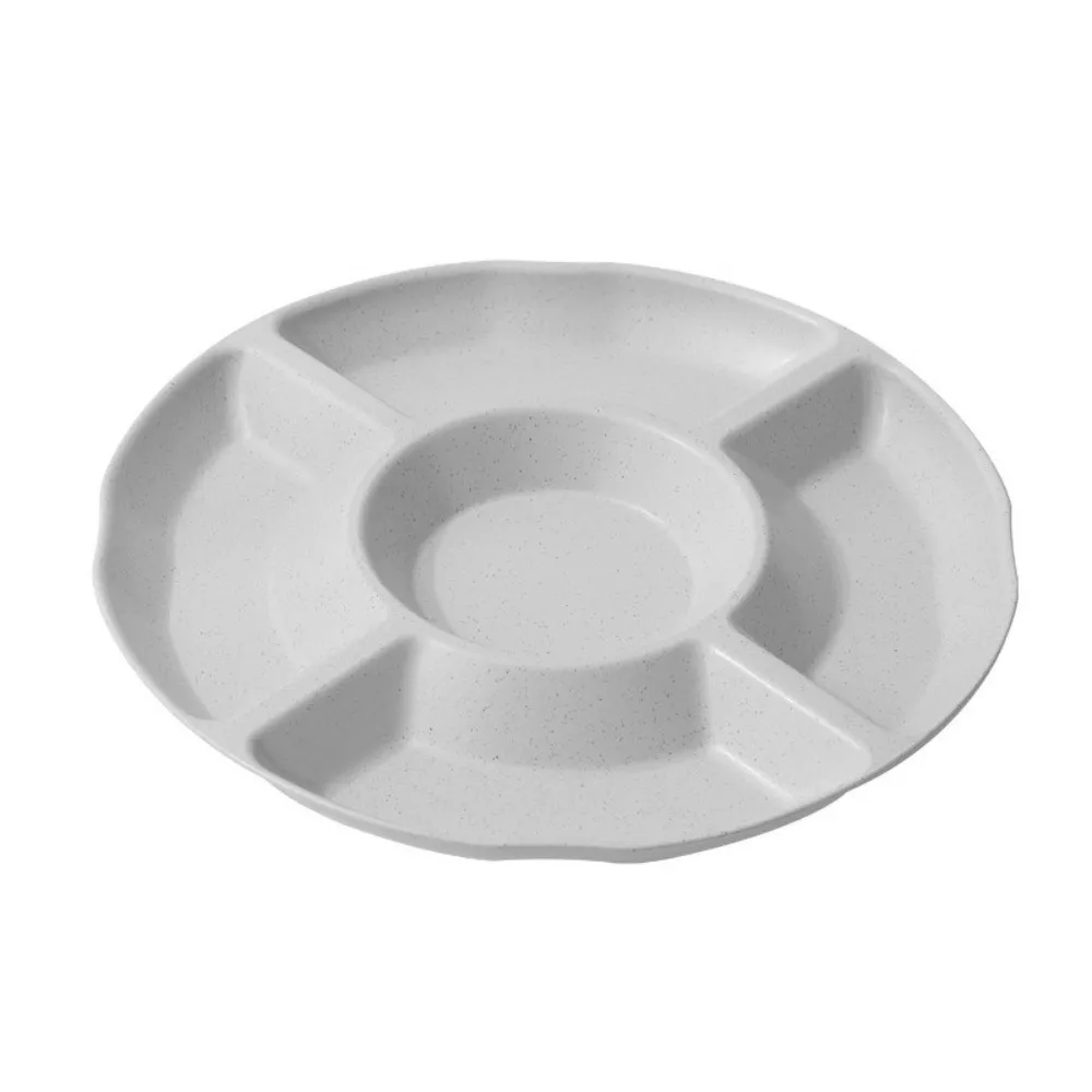 Creative Plastic Food Storage Tray Flower Shape Reusable Snack Container Plate 5-Compartment Divided Dinner Plate Household Use