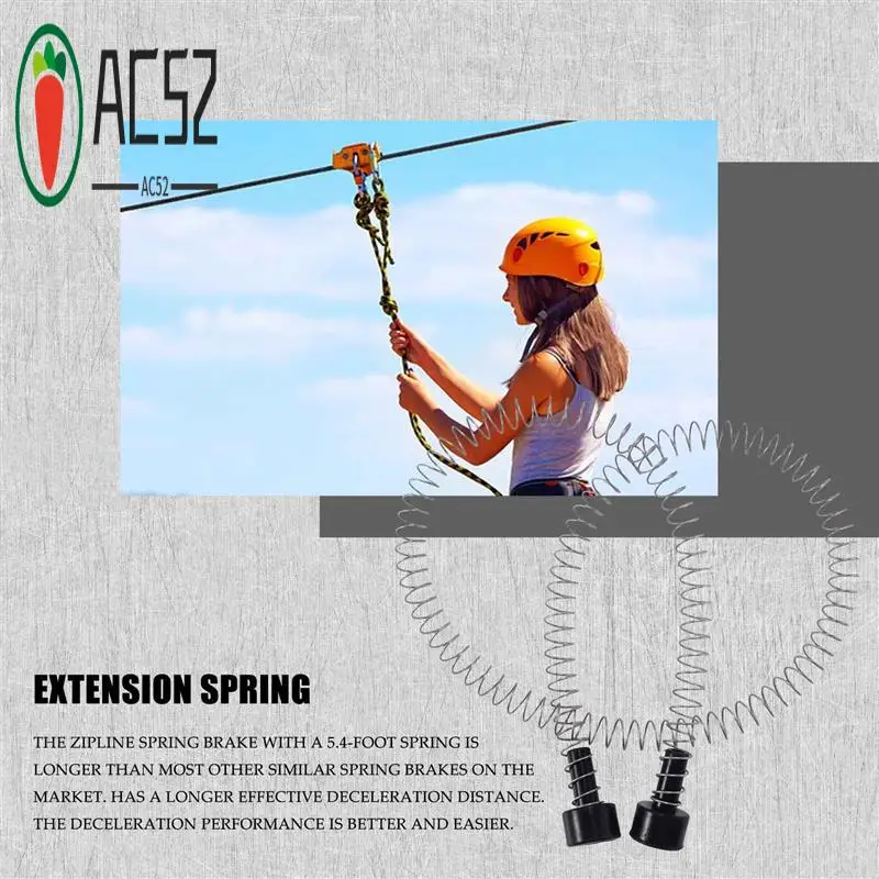AC52-Zipline Spring Brake 165Cm Stainless Steel Zip Line Spring Brake Heavy Duty Zipline Brake Speed Reducer Spring Brake