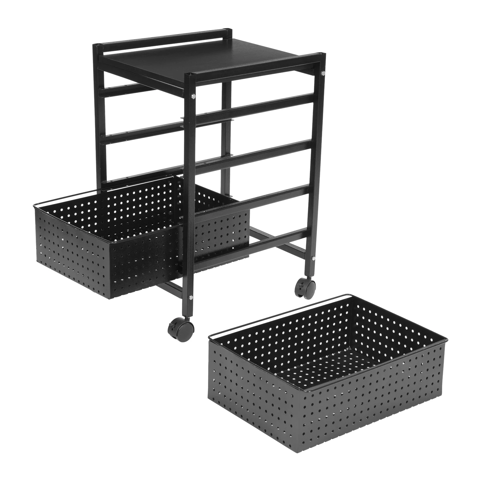 File Cart with 2/4 Tiers, Carbon Steel, 44.09lbs/66.14lbs Load Capacity, Easy to Move with 4 Wheels