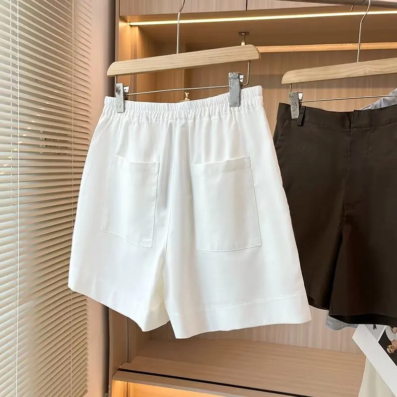 Dave&Di French Lazy Cotton And Linen Straight Bermuda Shorts Women Minimalist Commuting Casual Loose Harem Pants Shorts