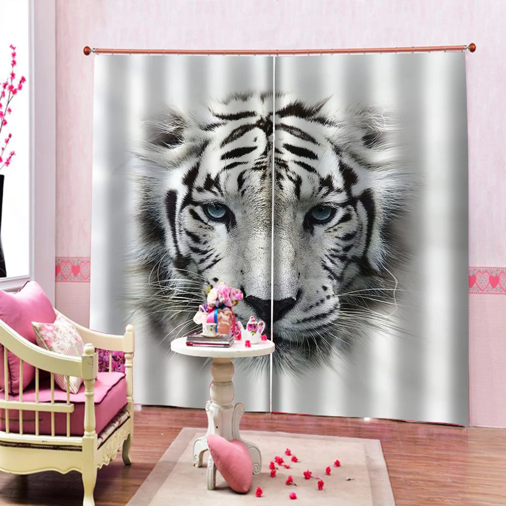 High quality custom 3d curtain fabric Modern Home Decoration Living Room Curtains 3d tiger curtains