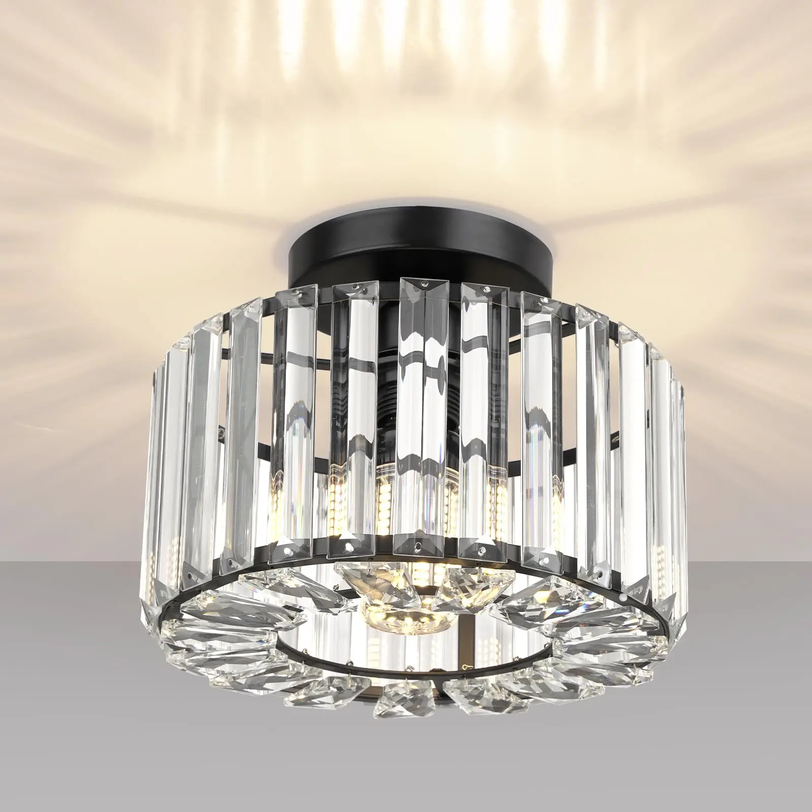 

Crystal Ceiling Light Foyer Ceiling Lamp Round Decorative Hoom for Living Room Bedroom Hallway Balcony Semi Flush Lighting Lamps