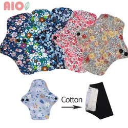 AIO-almohadilla de lactancia de algodón reutilizable para mujeres, compresas menstruales lavables, toalla higiénica absorbente mensual