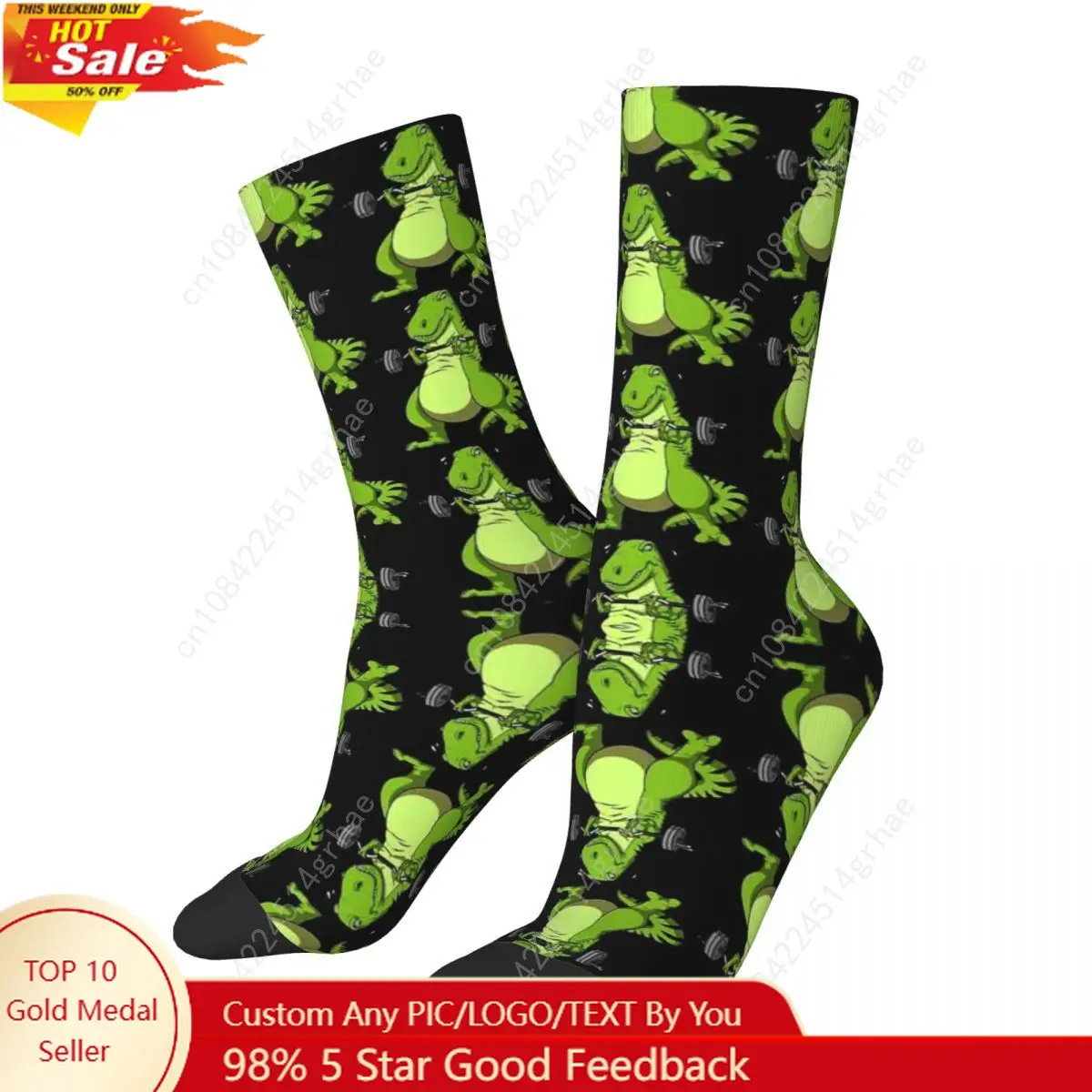 

Носки для фитнеса с динозавром T-Rex, чулки высокого качества в стиле Харадзюку, всесезонные длинные носки, аксессуары для подарков унисекс