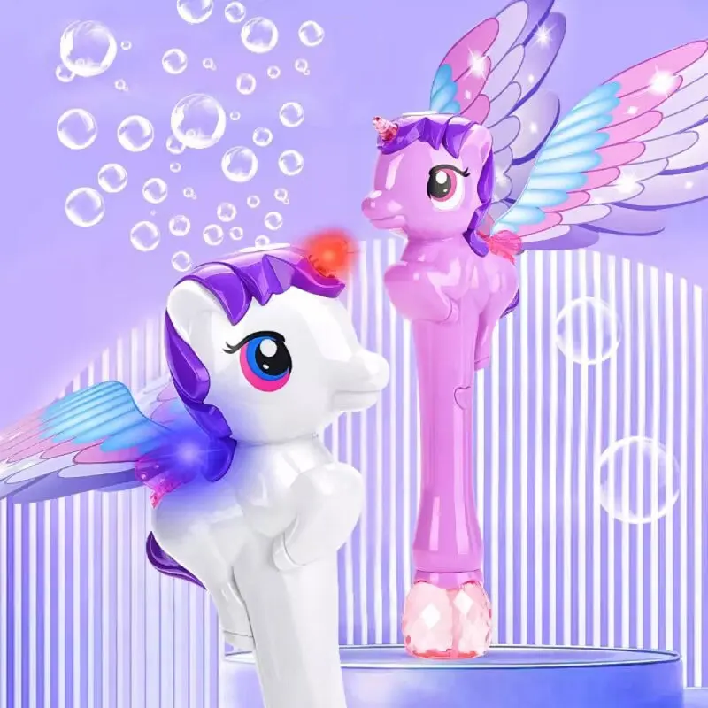 Unicorn Bubble Stick Music Light Girl Toy Magic Stick Large Wings Unicorn Children Brithday Gifts AC158