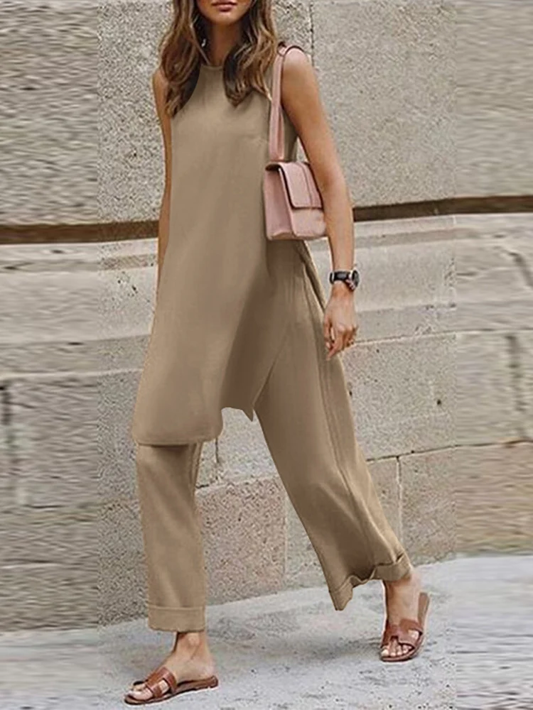 Celmia 2023 Fashion Women 2 Piece Set Fashion Half Sleeve O Neck Tops And Harem Pants Spring Casual Loose Stitching Pants Sets