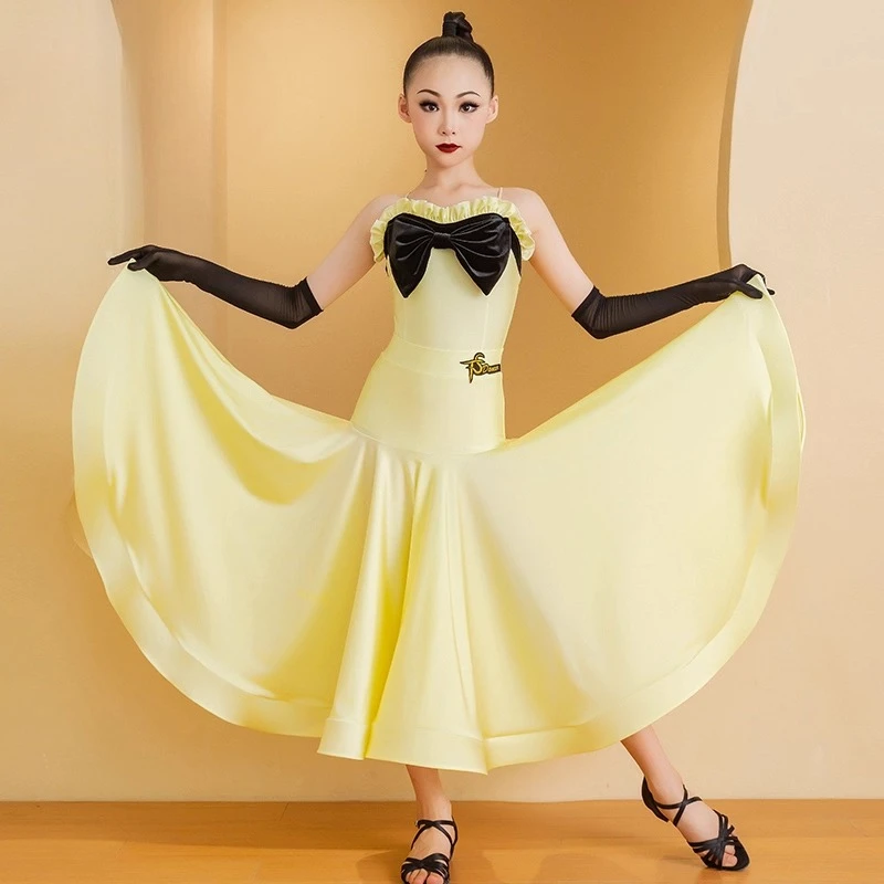 Robe de danse moderne pour femmes, nouvelle danse de salon, valse, danse latine, grande balançoire, deux pièces, costume d'entraînement, costume de performance