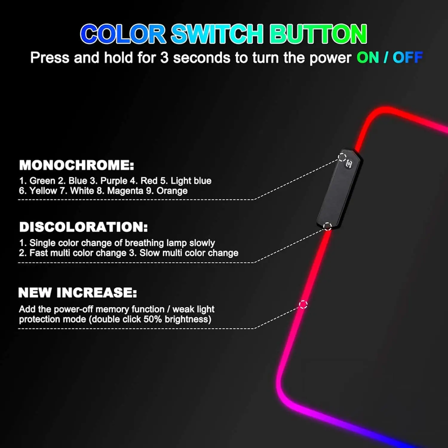 RGB Gaming Mouse Pad Large Extended Computer Keyboard Mousepad Dragon Pattern High-Performance LED Desk Mats Optimized for Gamer