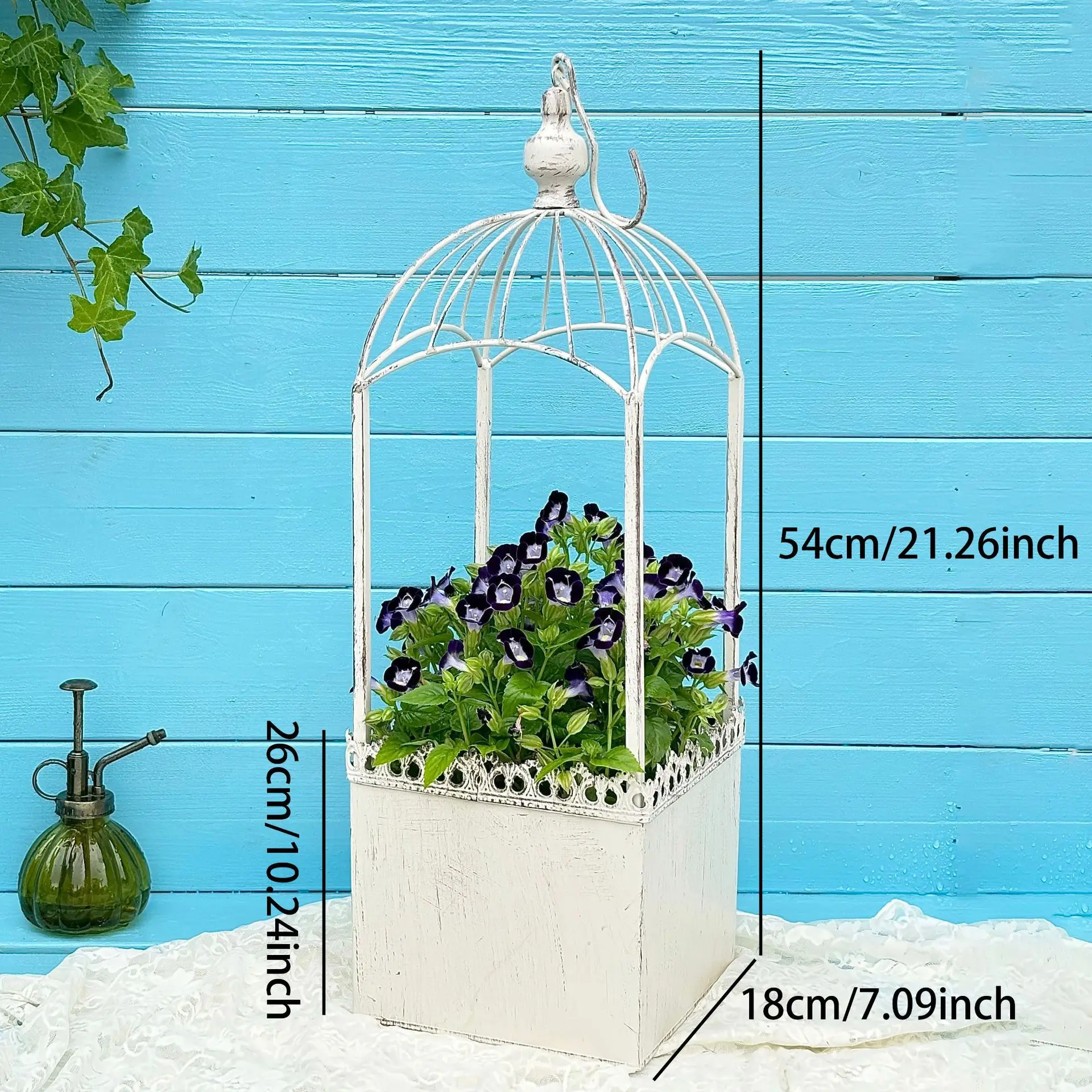 Vintage Hanging Basket Outdoor Wrought Iron Hanging Decoration for Courtyard Garden Hanging Flower Pot Balcony Hanging Orchid Pot