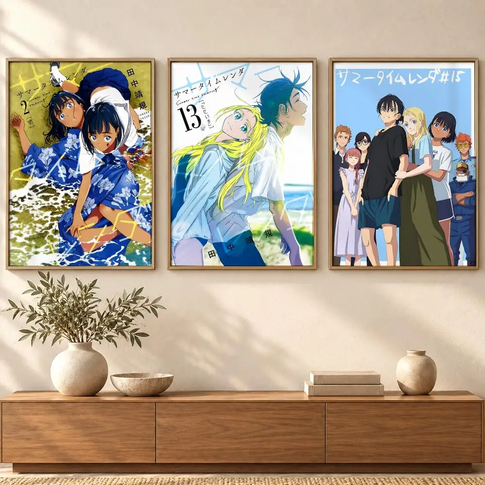 Hot Anime S-Summer time Rendering Poster Self Adhesive Wall Art Decor for Bedroom Living Room Office Home Decor Gift