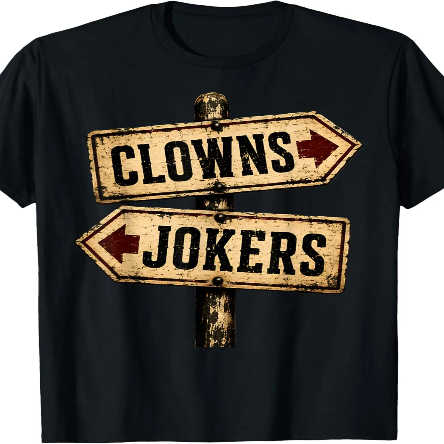 Men' Women' Oversized Funny Clown Quirky Character T-Shirt - Left-Side Clown Right-Side Sideshow, Round Neck Short Sleeve Casual Top, Machine Washable Suitable for Parties, Casual Attire, Them Casual T-shirt, Minimalist Tee,