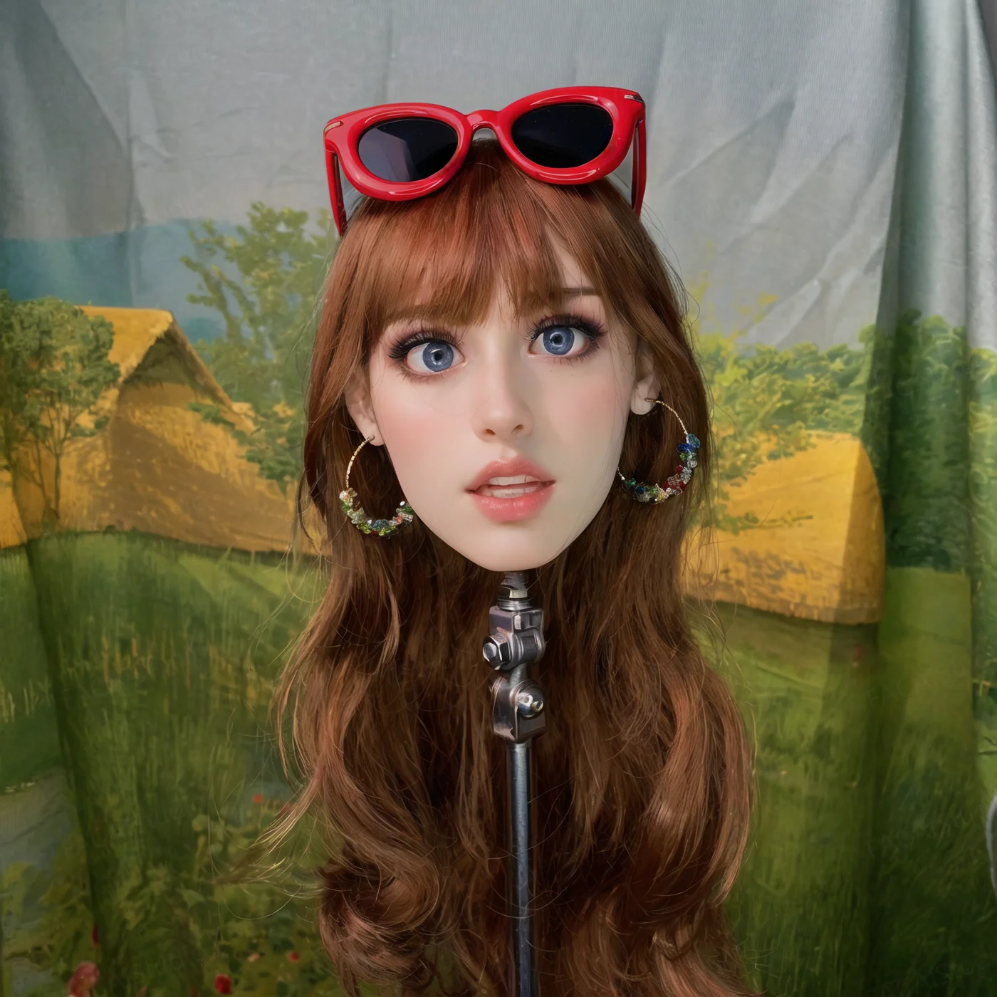 نموذج عنقودية من الحرير لشخصية الرسوم المتحركة على شكل حيوان كرتوني، لون شعر عشوائي