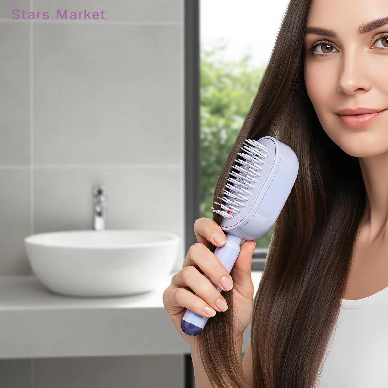 New Electric Spray Hair Brush 2-In-1 Misting Hair Brush With Water Spray Reduce Frizz Anti-Static Retractable Steam Massage Comb