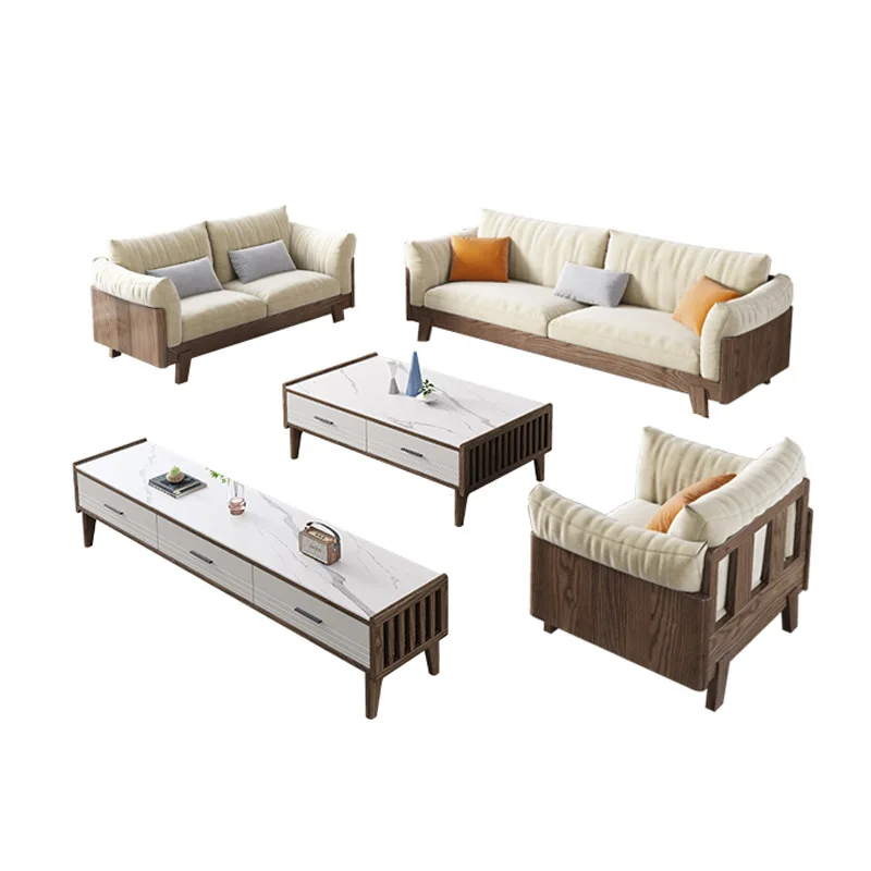

Nordic ash wood sofa, living room, Italian minimalist, with corners